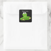 Groene kikker met uitpuilende ogen vierkante sticker (Tas)