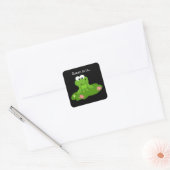 Groene kikker met uitpuilende ogen vierkante sticker (Envelop)