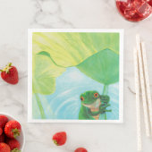 Groene kikker onder lelieblad servet (Insitu)