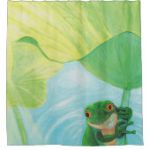 Groene kikker onder Lily Pad Douchegordijn (Voorkant)