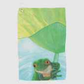 Groene kikker onder Lily Pad Golfhanddoek (Voorkant)