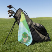 Groene kikker onder Lily Pad Golfhanddoek (Groen)