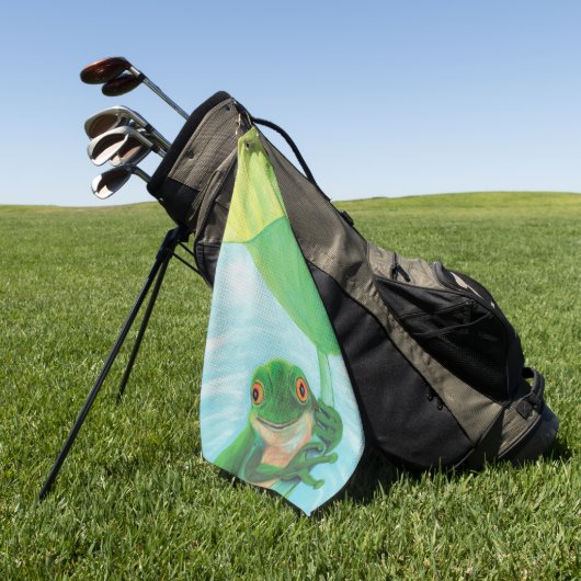 Groene kikker onder Lily Pad Golfhanddoek (Groen)