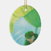 Groene kikker onder Lily Pad Keramisch Ornament (Rechts)