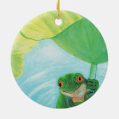 Groene kikker onder Lily Pad Keramisch Ornament (Achterkant)