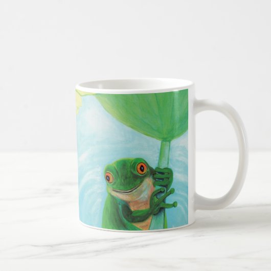 Groene kikker onder Lily Pad Koffiemok (Rechts)