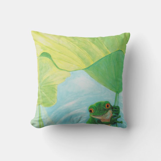 Groene kikker onder Lily Pad Kussen (Voorkant)