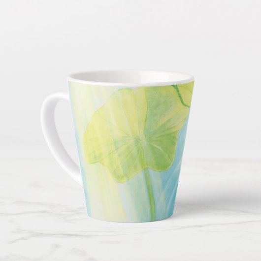 Groene kikker onder Lily Pad Latte Mok (Linkerhoek)