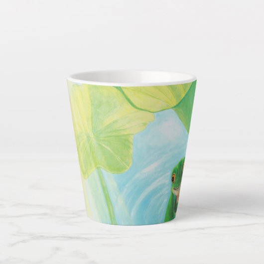 Groene kikker onder Lily Pad Latte Mok (Voorkant)
