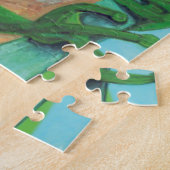 Groene kikker onder Lily Pad Legpuzzel (Zijkant)