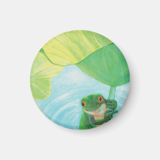 Groene kikker onder Lily Pad Magneet (Voorkant)