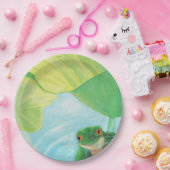 Groene kikker onder Lily Pad Papieren Bordje (Feest)