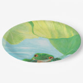 Groene kikker onder Lily Pad Papieren Bordje (Gekanteld)