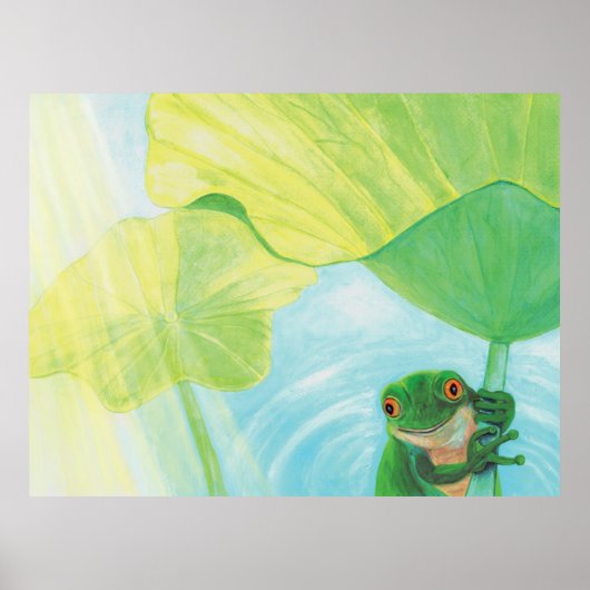 Groene kikker onder Lily Pad Poster (Voorkant)