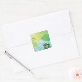 Groene kikker onder Lily Pad Vierkante Sticker (Envelop)