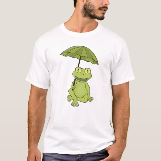 Groene kikker onder paraplu t-shirt (Voorkant)
