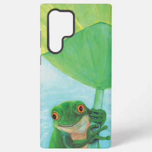 Groene kikker onder waterlelieblad samsung galaxy hoesje