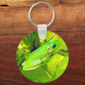Groene kikker op een blad, sleutelhanger (Voorkant)