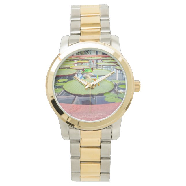 Groene kikker op Lily Pad, Horloge (Voorkant)