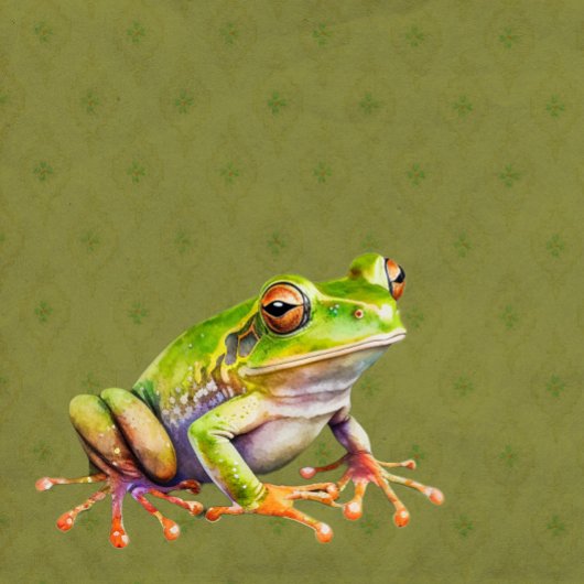 Groene kikker op Patroon Weefsel Papier Decoupage