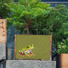 Groene kikker op Patroon Weefsel Papier Decoupage