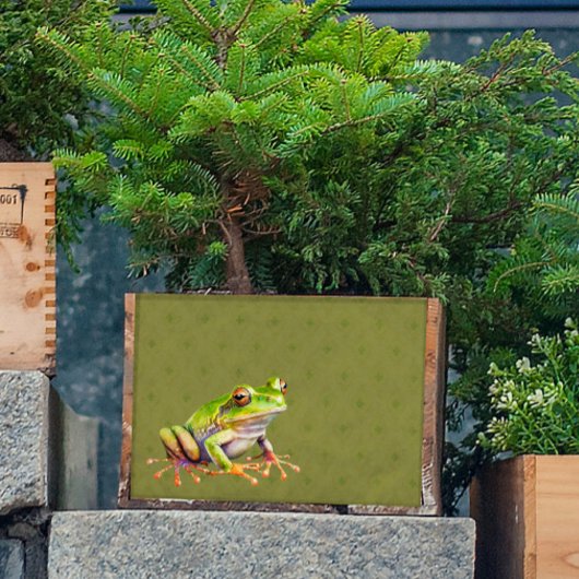 Groene kikker op Patroon Weefsel Papier Decoupage