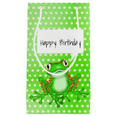 Groene kikker op poka Dots Klein Cadeauzakje (Voorkant)