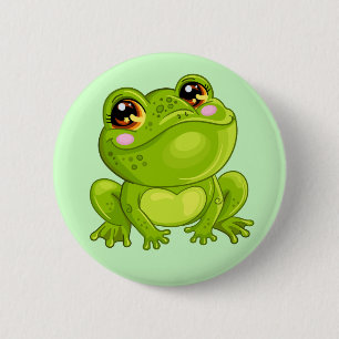 Groene kikker ronde button 5,7 cm