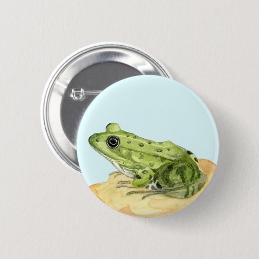 Groene kikker ronde button 5,7 cm (Voorkant /achterkant)