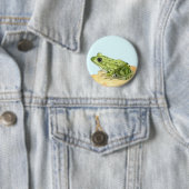 Groene kikker ronde button 5,7 cm (In situ)