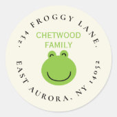 Groene kikker ronde retouradreslabel sticker (Voorkant)
