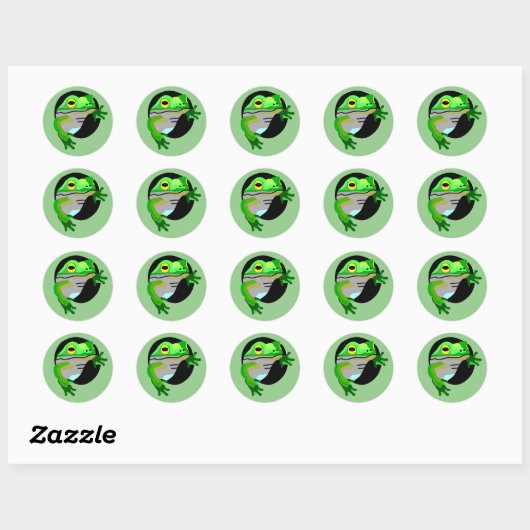 Groene kikker ronde sticker (Vel)