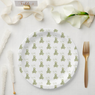 Groene kikker Schattige Whimsical Baby Shower Papieren Bordje