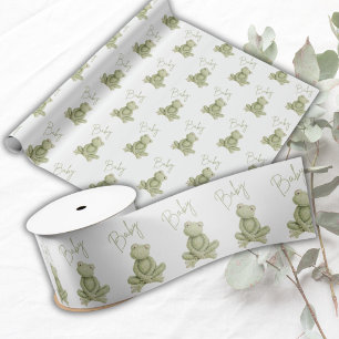 Groene kikker Schattige Whimsical Baby Shower Satijnen Lint