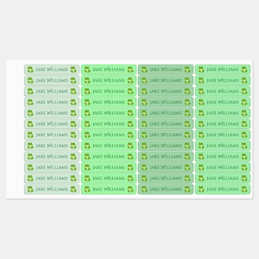 Groene Kikker Schoolkleding Labels voor Kinderen (Vel)
