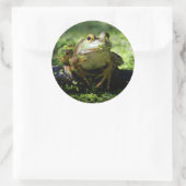 Groene kikker slaat een paal op de slang ronde sticker (Tas)