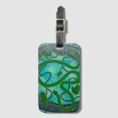 groene kikker/ slang aboriginal bagagelabel (Voorkant (verticaal))