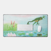 Groene kikker springt in de vijver illustratie bureaumat (Keyboard & Muis)