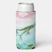 Groene kikker springt in de vijver illustratie seltzer blikjeskoeler (Seltzer Achterkant)