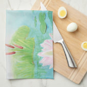 Groene kikker springt in de vijver illustratie theedoek (Quarter Fold)