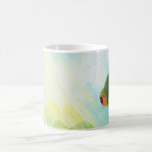 Groene kikker vangt sommige stralen koffiemok (Center)