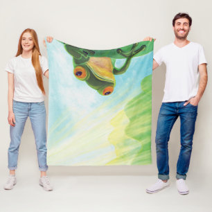 Groene kikker vangt zonneschermen fleece deken