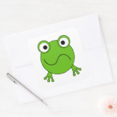 Groene kikker. Verward. Vierkante Sticker (Envelop)