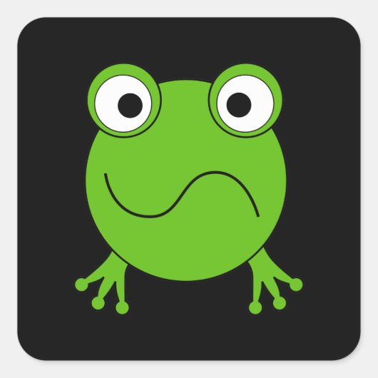 Groene kikker. Verward. Vierkante Sticker (Voorkant)