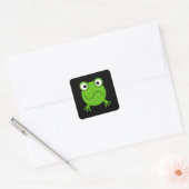 Groene kikker. Verward. Vierkante Sticker (Envelop)