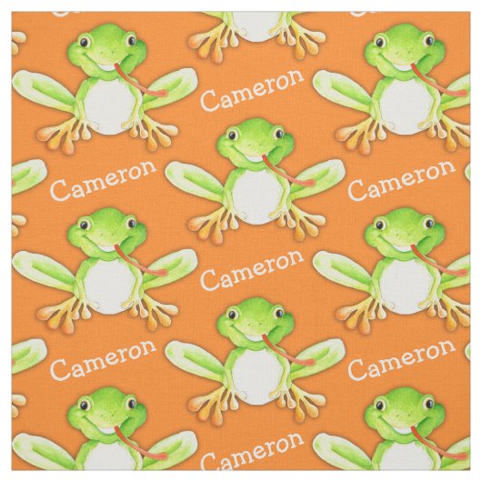 Groene kikker waterverf kunstnaam stof (Swatch)