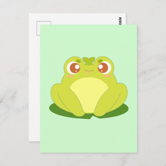 Groene kikker zittend op blad briefkaart (Voorkant / Achterkant)