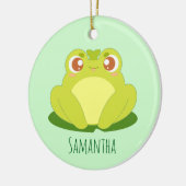 Groene kikker zittend op blad keramisch ornament (Links)