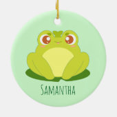 Groene kikker zittend op blad keramisch ornament (Achterkant)