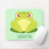 Groene kikker zittend op blad muismat (Met muis)